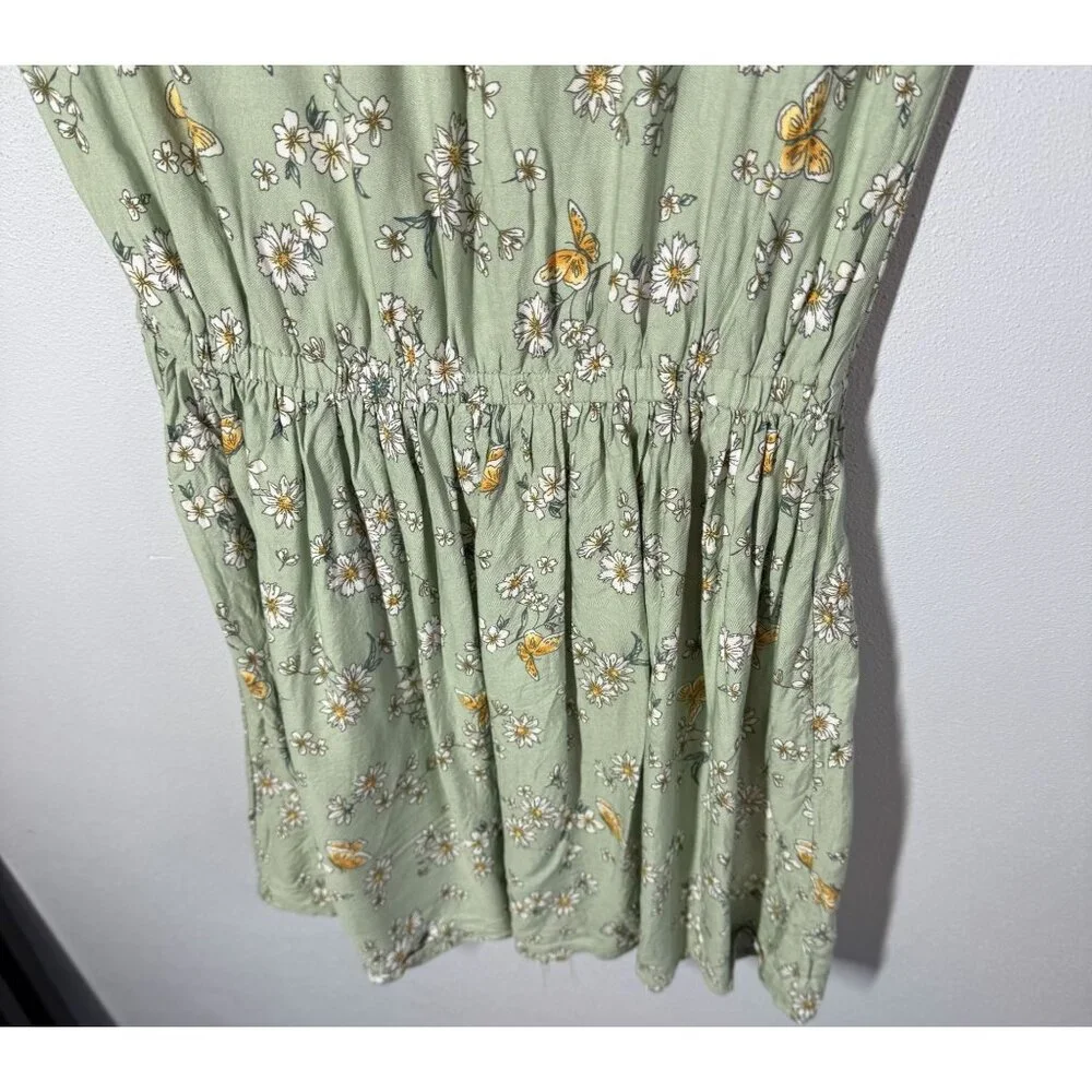 Oshkosh B'Gosh Girls Floral Dress Size 12 Green Short Sleeve Stretchy Cute Girly